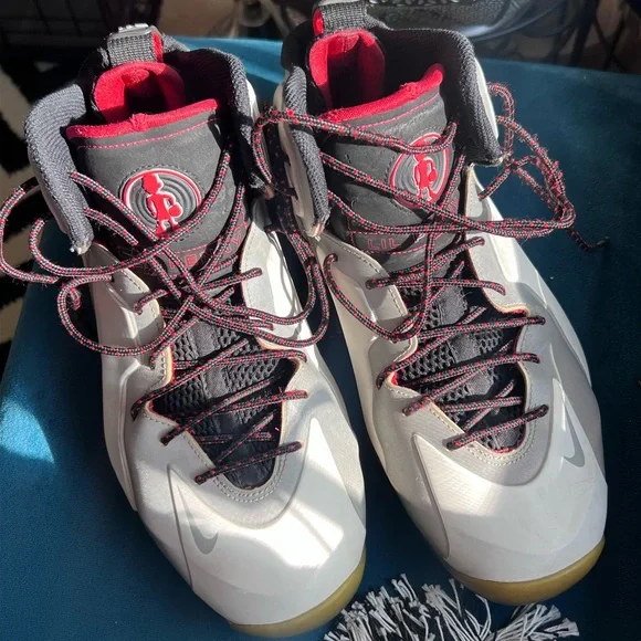 Nike Lil Penny Posite Sneakers White Gray Red 9.5 Mens - Picture 2 of 14